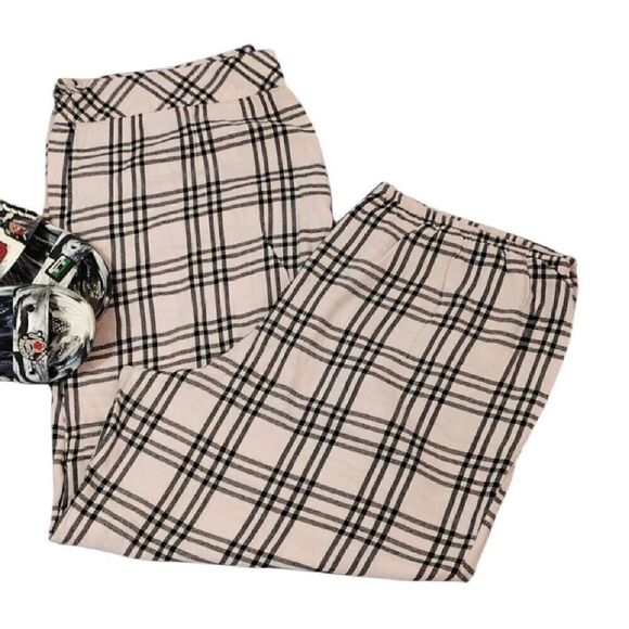 Victoria's Secret Pink Black Plaid High Rise Wide Leg Pajama Pants XL - Picture 11 of 13
